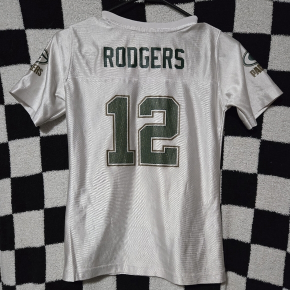 Girls Aaron Rogers Green Bay Packers 12 sparkle Jersey medium - Picture 2 of 3